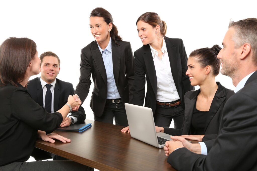 Business team discussing IT services in a meeting