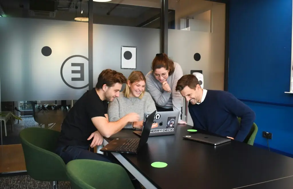 Team working together on laptops